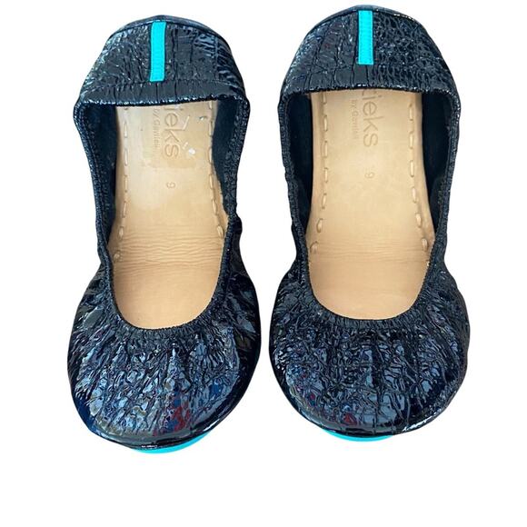 Tieks Italian Leather Ballet Flat Crocodile Patent Print Black size 9 - Picture 2 of 8